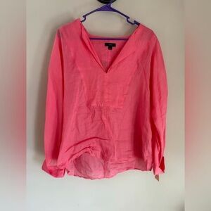 Women's Pink V-Neck Blouse